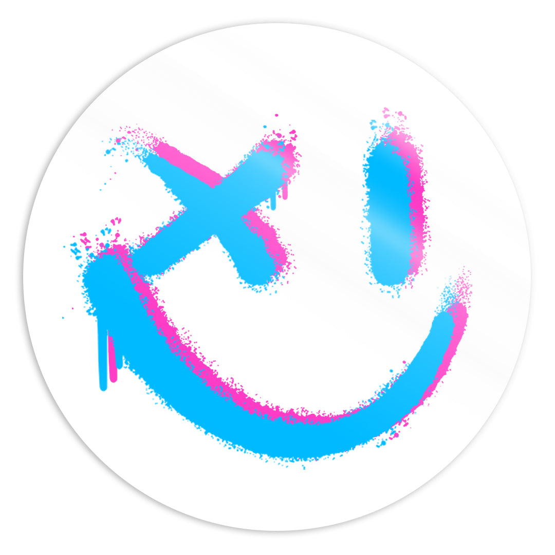 Graffiti Face - Blue & Pink on White