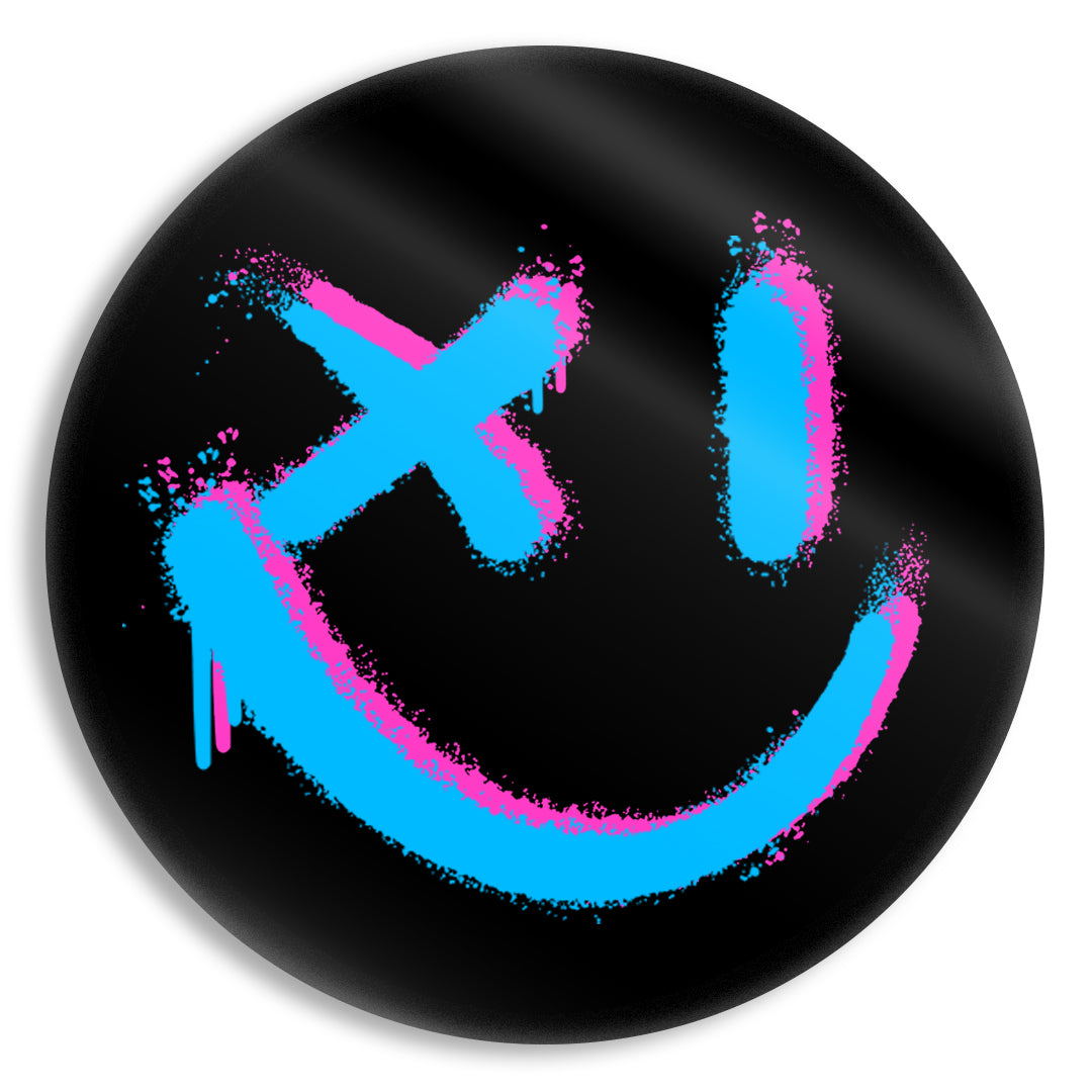 Graffiti Face - Blue & Pink on Black