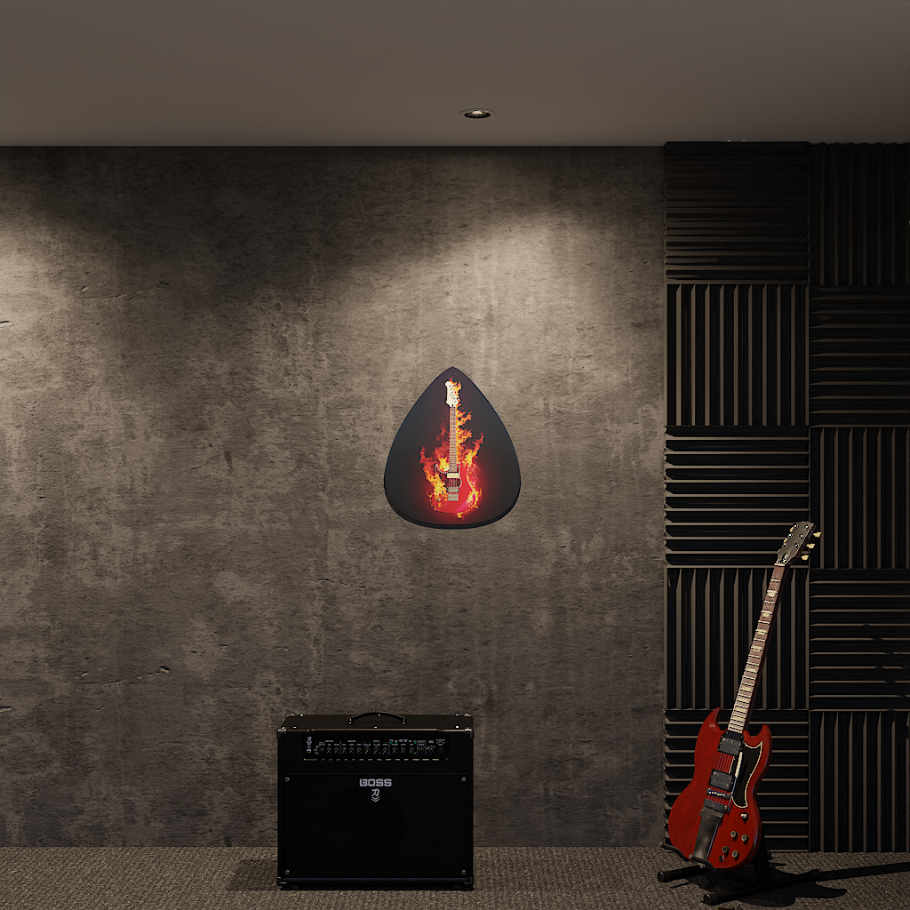 Pick - Flaming Guitar